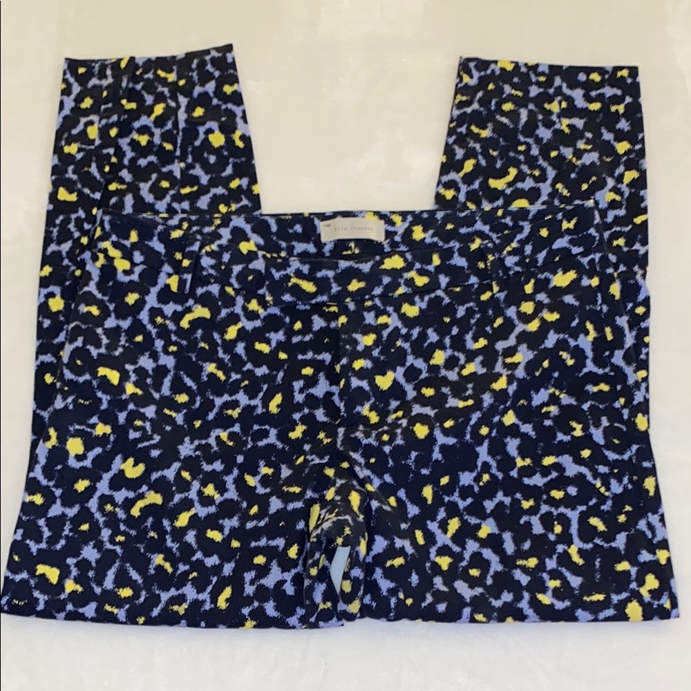Gap slim cropped stretch blue and Yellow Leopard Print Pants